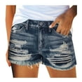 thumbnail image 1 of REALiKUN Stretchy Jean Shorts for Women Mid Rise Distressed Denim Shorts Ripped Casual Summer Sky Blue L, 1 of 6