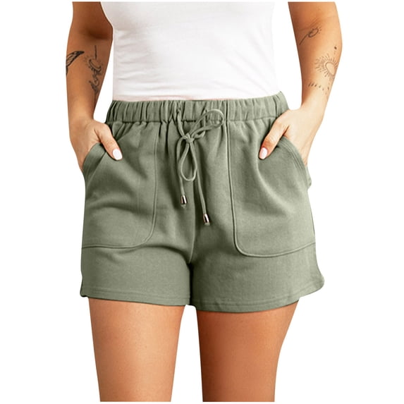 REALiKUN Sweat Shorts for Women Drawstring Elastic Waist Lounge Casual Pull on Shorts with Pockets Trendy Summer Clothes