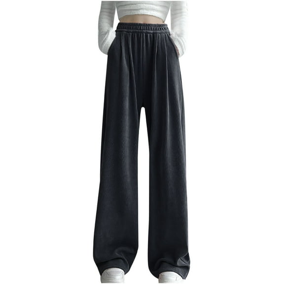 REALiKUN Sweatpants Women Loose Wide Leg High Waisted Work Cargo Sweatpants Workout Plus Size Camping Trousers with Pockets