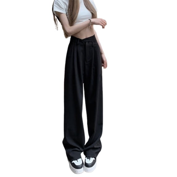 REALiKUN Teen Girls Lightweight Baggy Pants High Waisted Stylish Palazzo Pants Loose Fit Casual Suit Pants Boyfriend Trousers