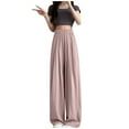 thumbnail image 1 of REALiKUN Wide Leg Pants for Women Casual Flowy Elastic High Waisted Long Straight Fit Trouser Lightweight Thin Cotton Pants, 1 of 5