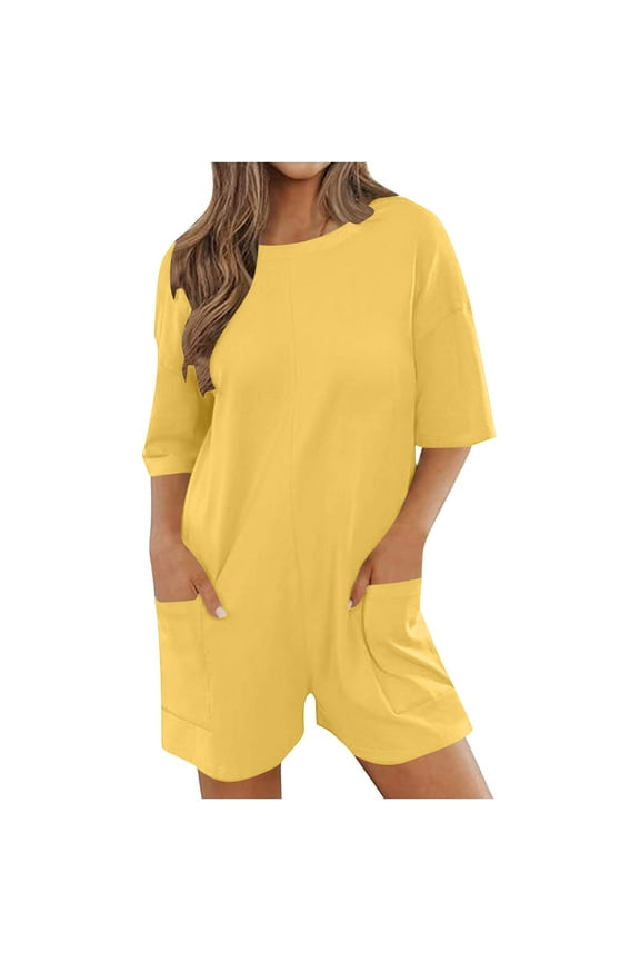 Women Athletic Rompers Hot Shot Tee Romper Short Sleeve Tshirt Onesie Dressy Casual Summer Fashion Beach Dress