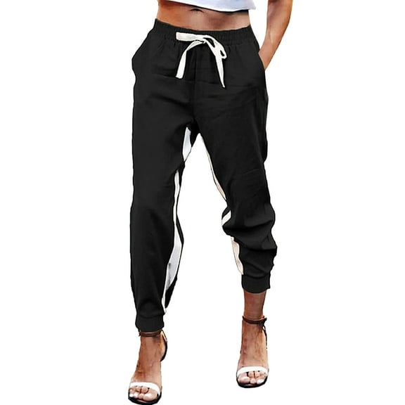 REALiKUN Women Baggy Cargo Pants Low Waist Wide Leg Sweatpants Casual Drawstring Loose Pocket Joggers Trousers Black L
