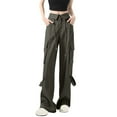 thumbnail image 1 of REALiKUN Women Baggy Work Pants High Waisted Cargo Pants Casual Loose Full Length Hiking Pants Solid Loose Wide Leg Trousers, 1 of 7