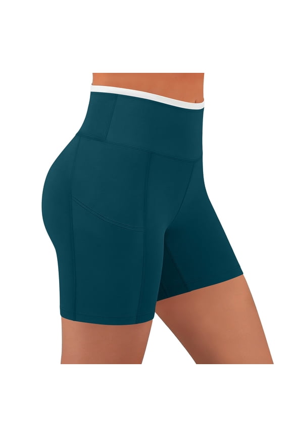 Women Bike Shorts with Pockets 5" High Waisted Yoga Workout Athletic Running Volleyball Spandex Shorts