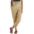 thumbnail image 1 of REALiKUN Women Casual Loose Pants Elastic High Waist Work Pants Paper Bag Pants Pencil Trousers with Bow Knot Pockets Khaki M, 1 of 4