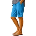 thumbnail image 1 of REALiKUN Women Casual Shorts 11 Inch Inseam Cotton Linen Shorts Drawstring Elastic Waist Shorts Summer Fashion Beach Shorts, 1 of 6