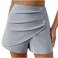 thumbnail image 1 of REALiKUN Women Casual Shorts High Waist Side Button Ruched Comfy Shorts Solid Ruffle Summer Dressy Shorts, 1 of 4