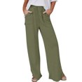 thumbnail image 1 of REALiKUN Women Casual Wide Leg Pant Elastic Waist Wide Leg Linen Pant Loose Long Palazzo Trousers with Pockets, 1 of 6