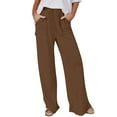thumbnail image 1 of REALiKUN Women Casual Wide Leg Pant Elastic Waist Wide Leg Linen Pant Loose Long Palazzo Trousers with Pockets, 1 of 6