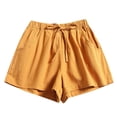 thumbnail image 1 of REALiKUN Women Comfy Drawstring Casual Elastic Waist Pocketed Shorts Yellow M, 1 of 7