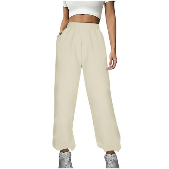 REALiKUN Women Fleece Lined Pants Warm Straight Leg Thicken Loose Fit Sweatpant Thermal Winter Casual Trouser