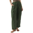 thumbnail image 1 of REALiKUN Women Flowy Pants Linen Pants Womens Comfy Elastic Waist Women's Pull On Pants Cotton Linen Stretch Pants, 1 of 7