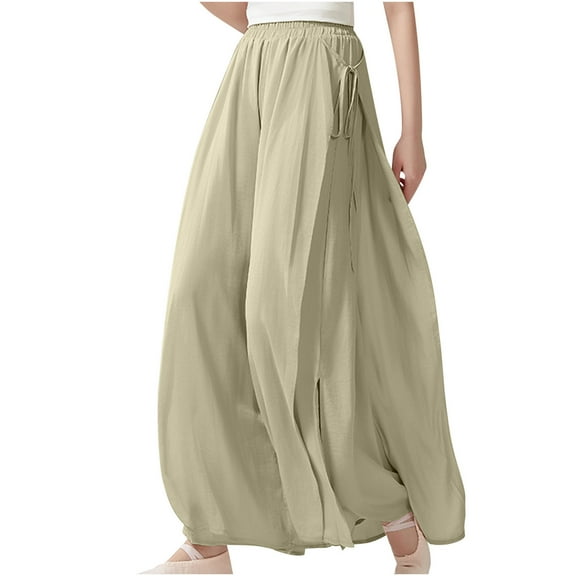 REALiKUN Women Full/Ankle Length Elastic Pleated Retro Maxi Chiffon Long Skirt
