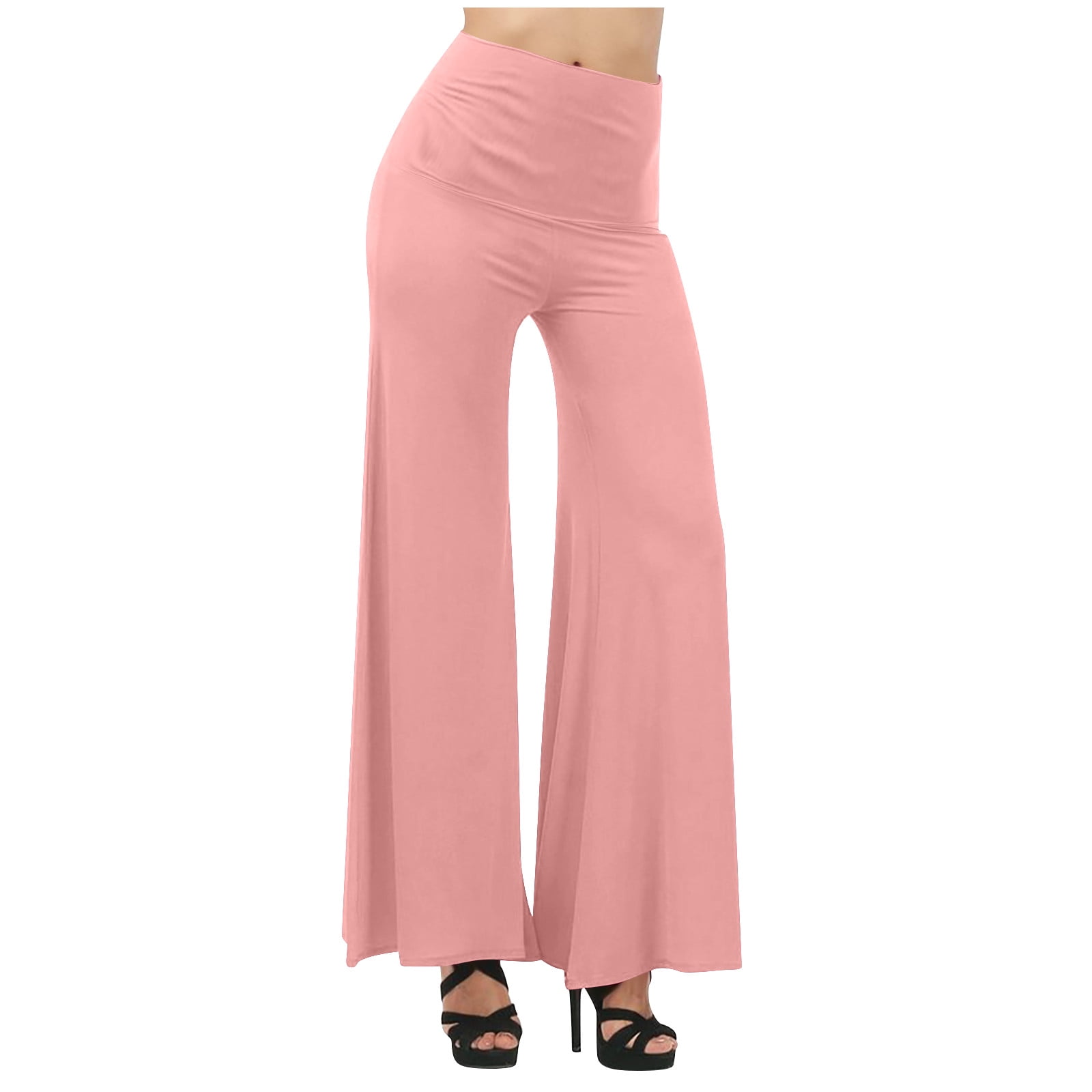 REALiKUN Women High Waist Casual Wide Leg Long Palazzo Pants Button
