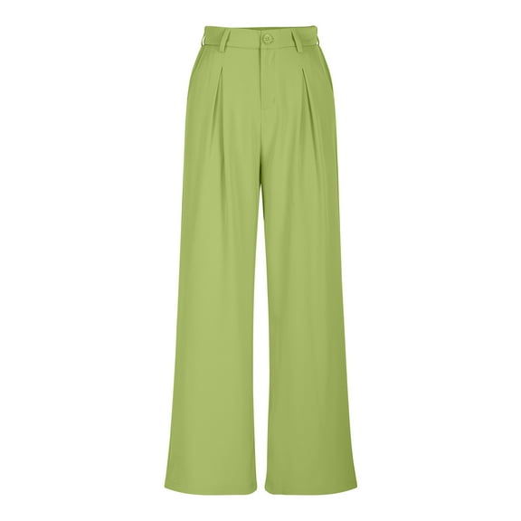 REALiKUN Women High Waist Palazzo Pants Casual Wide Leg Trousers Button Down Loose Work Office Business Suit Pant Pockets