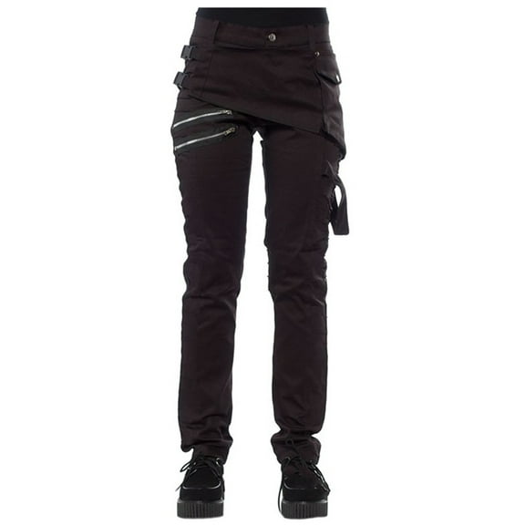 REALiKUN Women Hight Waist Loose Zipper Cargo Pants Multi Pocket Gothic Punk Straight Leg Pants
