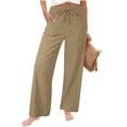 thumbnail image 1 of REALiKUN Women Linen Pants Wide Leg Casual Palazzo Pants Cotton Linen Lounge Beach Summer Pants with Pockets, 1 of 6