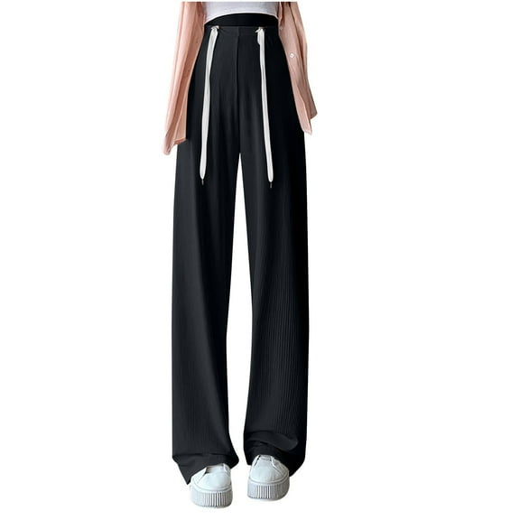 REALiKUN Women Pants Dressy Casual Dress Pants Straight Leg High Elastic Waisted Stretch Trouser Slacks Business Pants