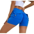 thumbnail image 1 of REALiKUN Women Pocket Shorts Cross High Waist Scrunch Butt Booty Workout Lifting Athletic Gym Bottoms Blue XL, 1 of 3