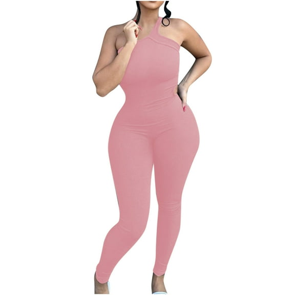 REALiKUN Women Rompers For Summer One Shoulder One Piece Jumpsuits Trendy Bodycon Romper Athletic Yoga Workout Outfit