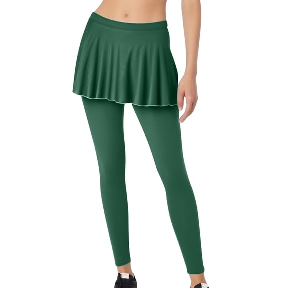 REALiKUN Women Tennis Skirted Leggings High Waisted Length Yoga Leggings with Skirts Outdoor Sport Workout Hiking Clothing