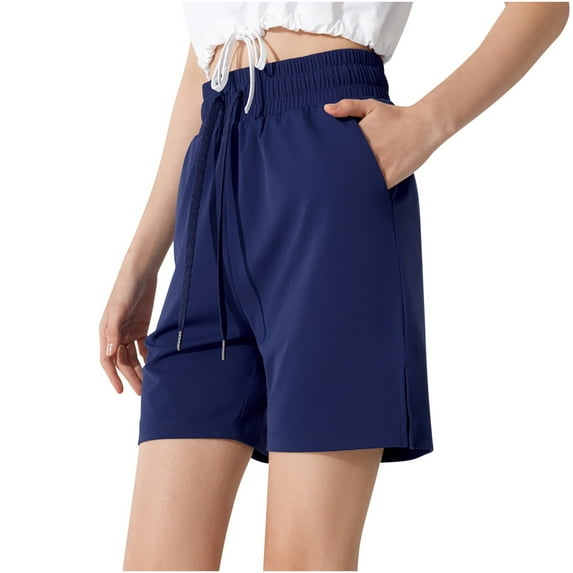 REALiKUN Women's Athletic Shorts Drawstring Knee Length Jogger Sweat Shorts Casual Loose Bermuda Shorts with Pockets