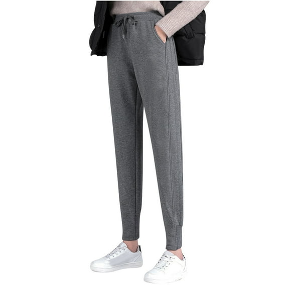 REALiKUN Women's Athletic Sports Yoga Pants Thick Fleece Lined Warm Leggings Drawstring High Waist Joggers Winter Sweatpants