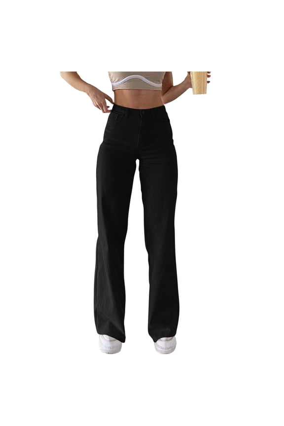 Women's Baggy Boyfriend Jeans, High Waist Straight Wide Leg Loose Fit Denim Pants, Trendy Casual Jeans for Teen