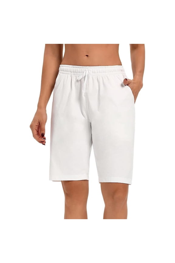 Women's Bermuda Shorts Jersey Shorts with Pockets Yoga Walking Athletic Knee Length Shorts