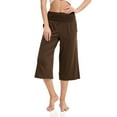 thumbnail image 1 of REALiKUN Women's Capri Pants Solid Color Fold Over Waistband Comfy Soft High Elasticity Pants Perfect for Yoga Home Wear, 1 of 8