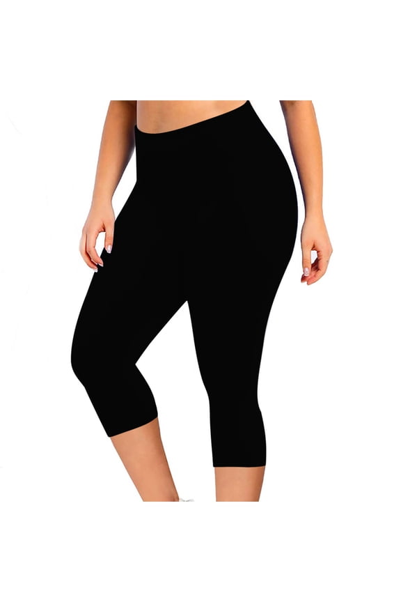 Women's Capri Yoga Pants High Waisted Soft Workout Running Ribbed Seamless Cross Over Leggings
