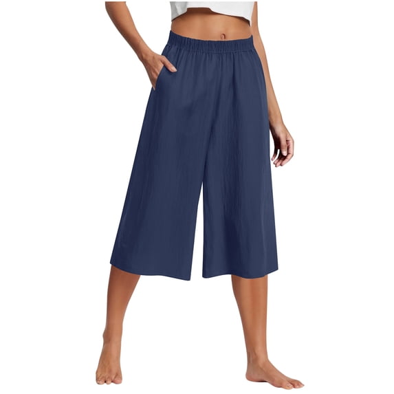 REALiKUN Women's Capri Yoga Pants Loose Soft Workout Causal Lounge Pants Pockets