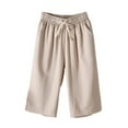 thumbnail image 1 of REALiKUN Women's Casual Cotton Loose Capri Pants Summer Comfort Wide Leg Cropped Pants Elastic Waisted Lounge Baggy Trouser, 1 of 5