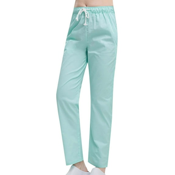 REALiKUN Women's Casual Pants Spring Fall Comfy Lightweight Loose Fit Drawstring High Waisted Long Straight Pencil Trousers