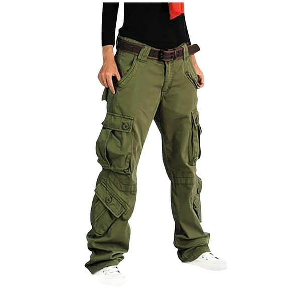 REALiKUN Women's Casual Work Cargo Pants with Multi Pockets Hiking Tactical Military Long Trousers