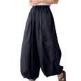 thumbnail image 1 of REALiKUN Women's Cotton Linen Baggy Pants Elastic High Waist Wide Leg Lantern Pants Casual Loose Trouser with Pockets, 1 of 7