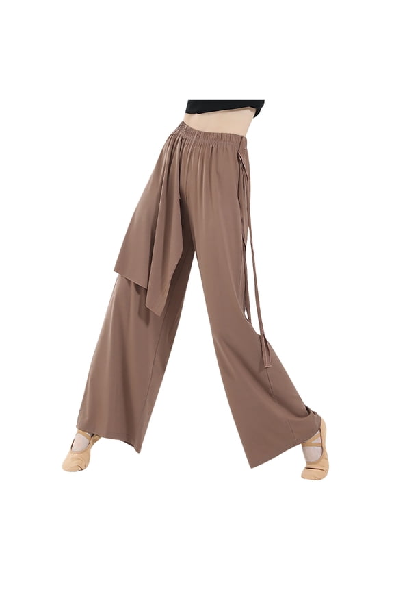 Women's Dance Pants Straight Tube Flowing Loose Wide Leg Pants Body Flowing Strap Pants