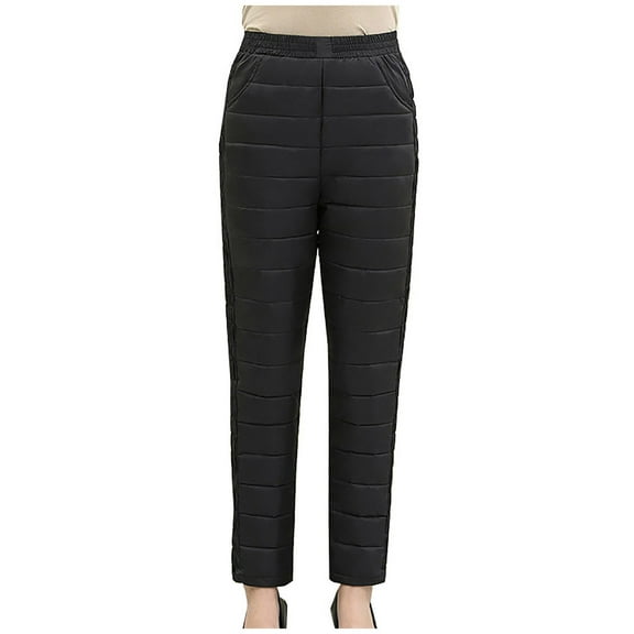 REALiKUN Women's Down Pants Winter Ultralight Ski Snow Pants Puffer Pants Outdoor Cinch Bottom Windproof Travel Warm Trousers