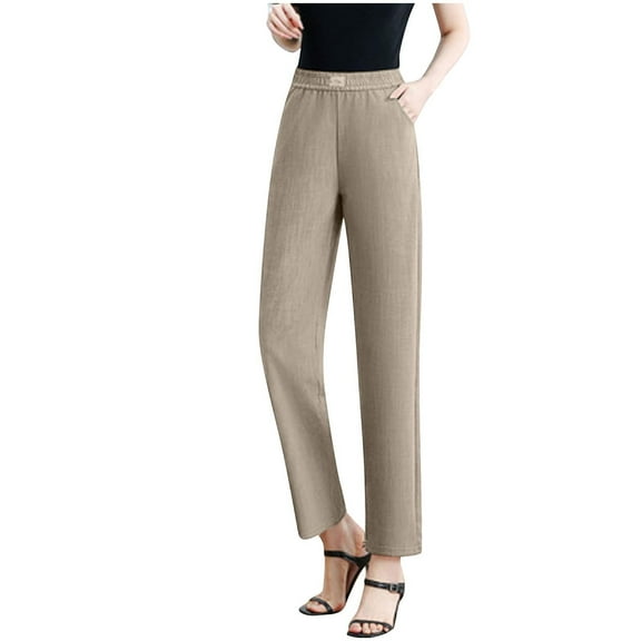 REALiKUN Women's Dress Pants Stretchy Straight Leg Yoga Work Slacks with Pockets Business Casual Pants