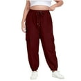 thumbnail image 1 of REALiKUN Women's Heavyweight Fleece Cargo Sweatpants Open Bottom Straight Leg Joggers with Pockets Plus Size Big & Tall, 1 of 8