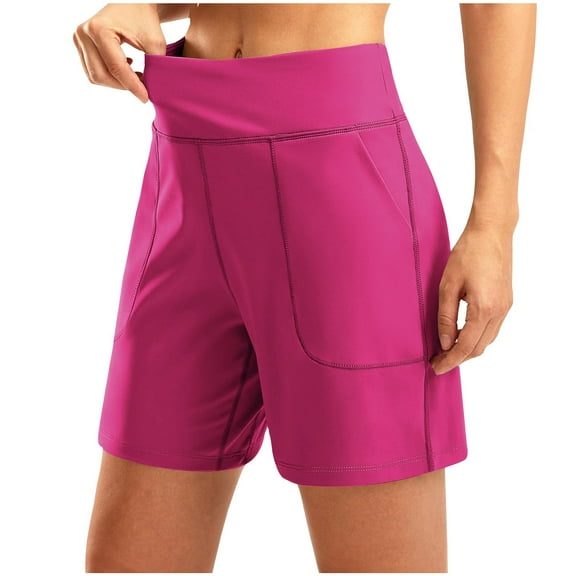 REALiKUN Women's High Waist Bermuda Shorts Loose Drawstring Capri Pants with Pockets Wide Leg Summer Shorts