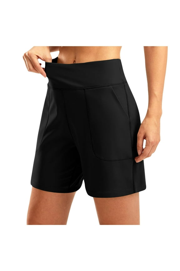 Women's High Waist Bermuda Shorts Loose Drawstring Capri Pants with Pockets Wide Leg Summer Shorts