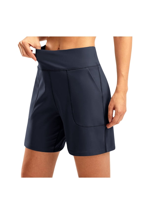 Women's High Waist Bermuda Shorts Loose Drawstring Capri Pants with Pockets Wide Leg Summer Shorts