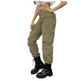 thumbnail image 1 of REALiKUN Women's High Waist Cargo Pants, Baggy Straight to Wide Leg Streetwear Trousers with Multiple Pockets, 1 of 8