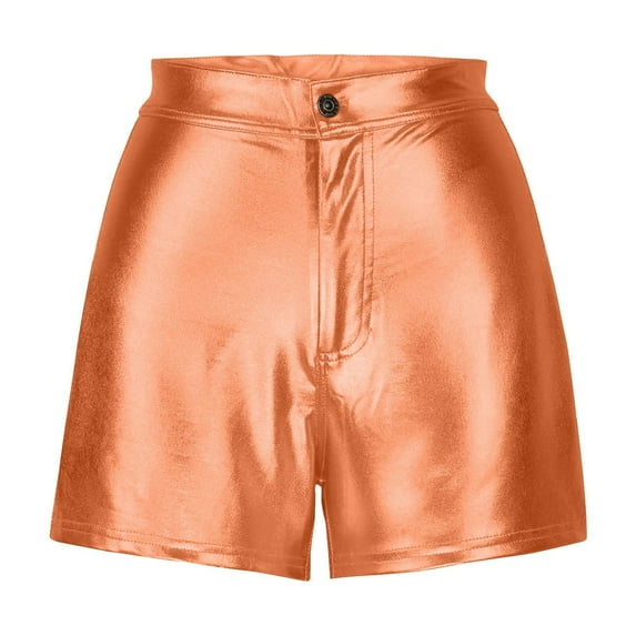 REALiKUN Women's High Waist Faux Leather Shorts, Metallic PU Booty Shorts for Sexy Club & Party Wear