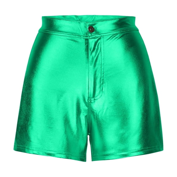 REALiKUN Women's High Waist Faux Leather Shorts, Metallic PU Booty Shorts for Sexy Club & Party Wear