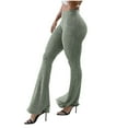 thumbnail image 1 of REALiKUN Women's High Waist Ribbed Palazzo Pants Fashion Bell Bottom Trousers Wide Leg Flare Dressy Pants, 1 of 5