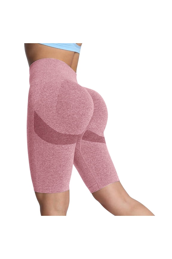 Women's High Waist Scrunch Butt Lifting Biker Shorts, Ribbed Compression Athletic Long Shorts for Gym, Yoga & Running