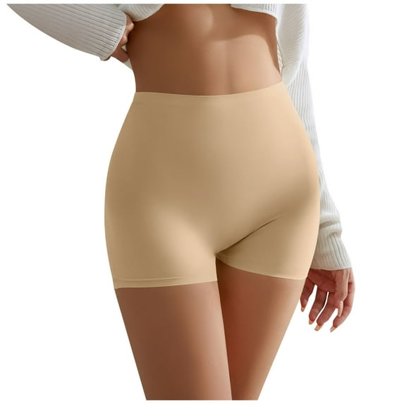 REALiKUN Women's High Waist Workout Yoga Shorts, Non See-Through Stretch Athletic Shorts Beige S